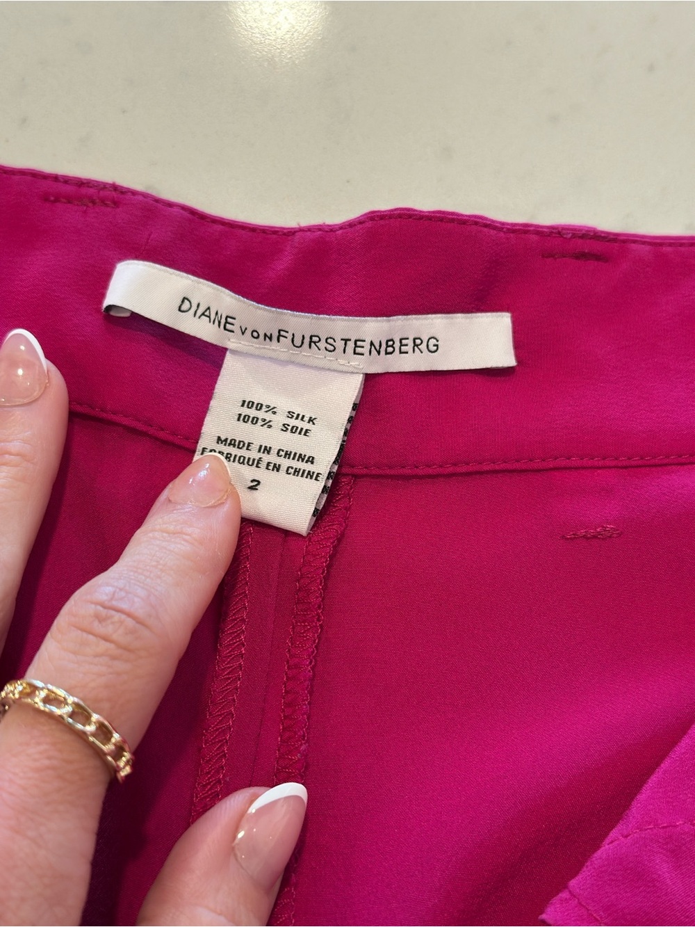 NWOT Diane Von Furstenberg 100% Silk Pants Pink Size 2 Straight Leg - Picture 4 of 8